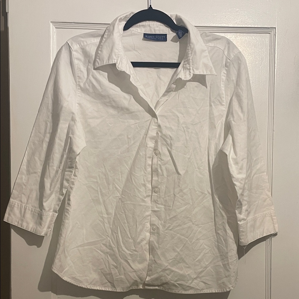 Karen Scott Cream Collared Blouse